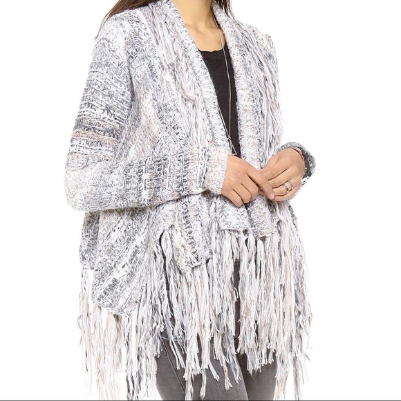 Free People Sweaters - Free People Fringe Knit Cardigan Shawl Wool Alpaca